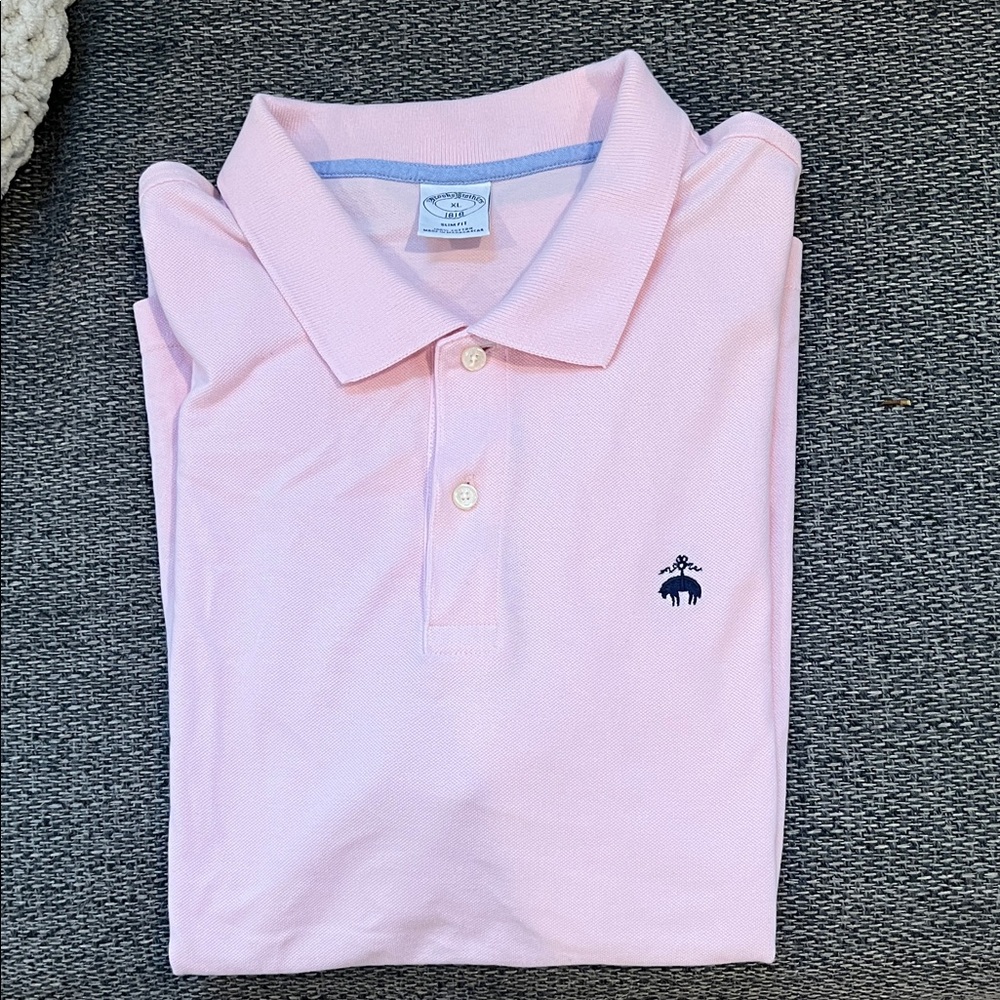 Brooks Brothers Light Pink Polo with Navy Embroidered Logo